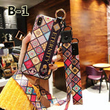 SYCASE Ethnic Retro Rhombic flowers shell For BBK vivo Y66 Y67 Y71 Y75 Y79 Y83 Y85 X23 Case Wrist strap bracket Lanyard Cover