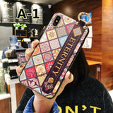 SYCASE Ethnic style Retro Rhombic flowers shell For iPhone 6 6s plus 7 8 plus Case Wrist strap bracket Lanyard protection Cover