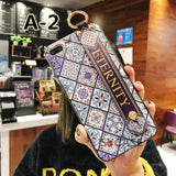 SYCASE Ethnic style Retro Rhombic flowers shell For iPhone 6 6s plus 7 8 plus Case Wrist strap bracket Lanyard protection Cover