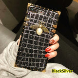SYCASE Fashion 3D Metal Bee Pearl Phone Case For iPhone 6 6S 7 8 Plus X Xr Xs Max case Luxury Brand Line Glitter TPU Soft Case