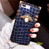 SYCASE Fashion 3D Metal Bee Pearl Phone Case For iPhone 6 6S 7 8 Plus X Xr Xs Max case Luxury Brand Line Glitter TPU Soft Case