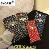 SYCASE Fashion 3D Metal Bee Pearl Phone Case For iPhone 6 6S 7 8 Plus X Xr Xs Max case Luxury Brand Line Glitter TPU Soft Case