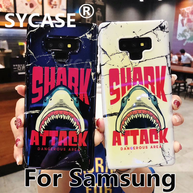 SYCASE Fashion Blue light Shark Mouth shell For Samsung Galaxy S8 Plus S9 Plus Note 8 Note 9 S8 S9 Drop Protection Case Couple