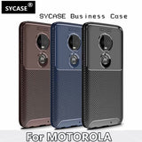 SYCASE Fashion Carbon fiber Business phone case For MOTO G7 E5 G6 Plus Z3 Play one power Case Simple Frosted feeling back cover