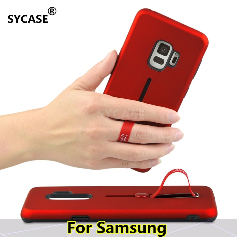 SYCASE Fashion Finger Loop Strap Case For Samsung S8 S9 Plus Note8 Note9 case Dual Layer Hybrid Kickstand Cover Slim Phone Cases