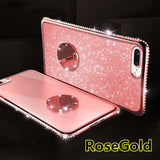 SYCASE Fashion Glitter Powder TPU Case For iPhone X 6 6S 7 8 Plus Bling Diamond Magnetic Car Bracket Finger Ring Kickstand Case