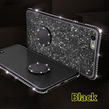 SYCASE Fashion Glitter Powder TPU Case For iPhone X 6 6S 7 8 Plus Bling Diamond Magnetic Car Bracket Finger Ring Kickstand Case