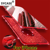 SYCASE Fashion Glitter Powder TPU Case For iPhone X 6 6S 7 8 Plus Bling Diamond Magnetic Car Bracket Finger Ring Kickstand Case
