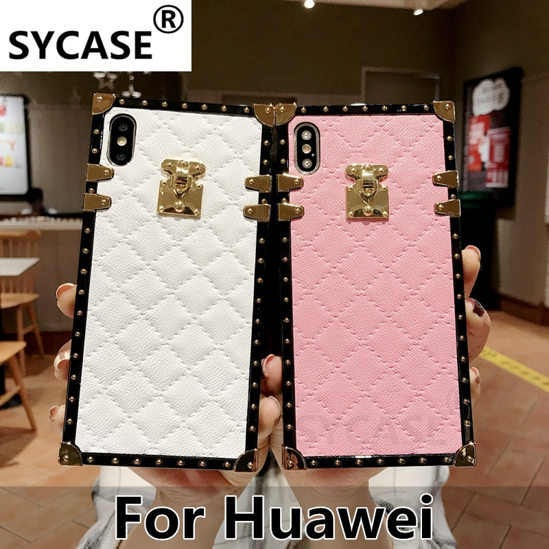 SYCASE Fashion Lingge leather Shell For Huawei P20 Pro NOVA 2S 3 3i 3E Mate20 Pro NOVA4 Case square all-inclusive drop Cover