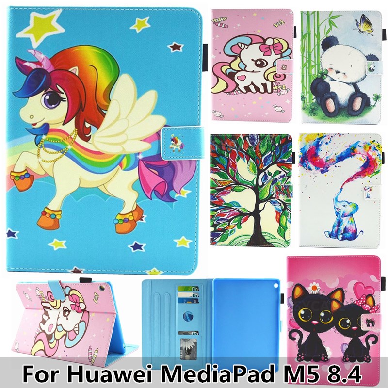 SYCASE Fashion Painted Tablet Holster For Huawei MediaPad M5 8.4 Case Multipurpose Bracket Card For MediaPad M5 8.4 inch Cover