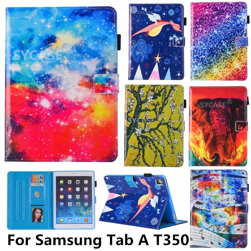 SYCASE Fashion Painted Tablet Holster For Samsung Galaxy Tab A T350 Case Versatile Adjustable Bracket Card Case For Tab 8 inch