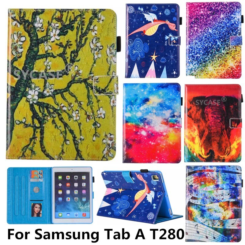 SYCASE Fashion Painted Tablet Holster For Samsung Tab A T280 Case Versatile Adjustable Bracket Card For Tab 7.0 inch