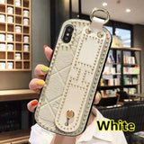 SYCASE Fashion Portable Leather Phone Case For iPhone XR X Xs Max 6 6S 7 8 Plus Case Curved Wrist Band Protective Cover