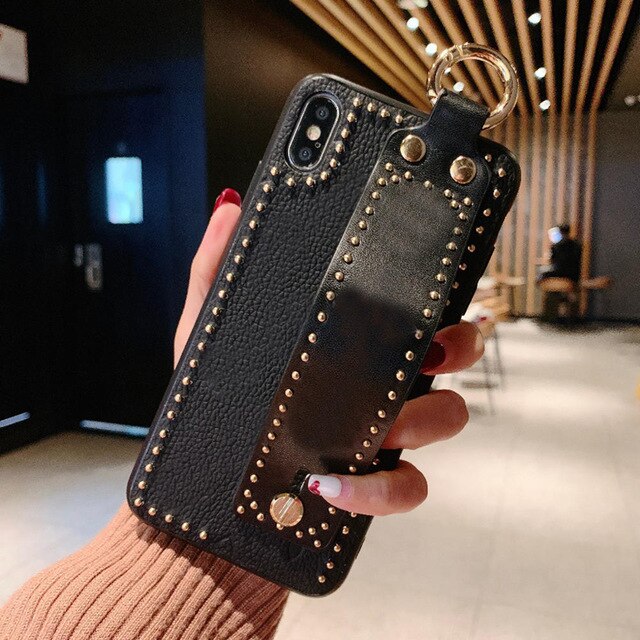 SYCASE Fashion Portable Leather phone case For Samsung S8 S9 S10 Plus S10E Case Wrist band protective cover
