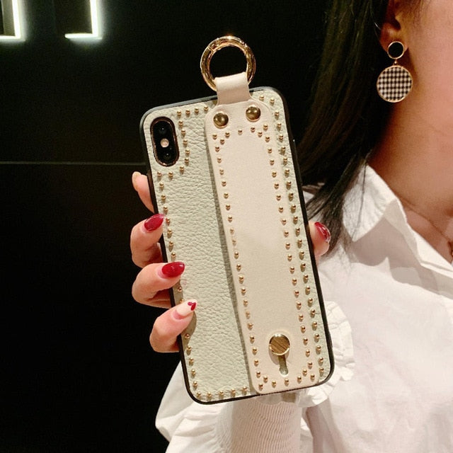 SYCASE Fashion Portable Leather phone case For Samsung S8 S9 S10 Plus S10E Case Wrist band protective cover