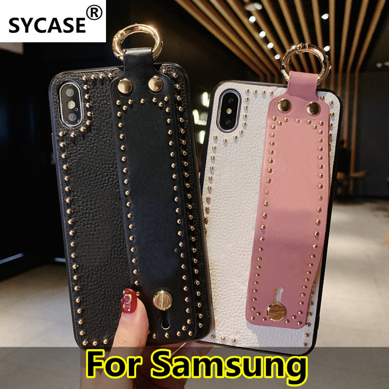SYCASE Fashion Portable Leather phone case For Samsung S8 S9 S10 Plus S10E Case Wrist band protective cover