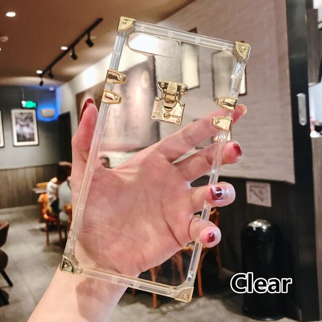 SYCASE Fashion Square transparent phone case For iPhone X XR Xs Max 6 6S 7 8 Plus case Luxury retro Clear Soft Silicone cover