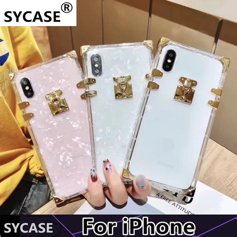 SYCASE Fashion Square transparent phone case For iPhone X XR Xs Max 6 6S 7 8 Plus case Luxury retro Clear Soft Silicone cover