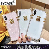 SYCASE Fashion Square transparent phone case For iPhone X XR Xs Max 6 6S 7 8 Plus case Luxury retro Clear Soft Silicone cover