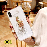 SYCASE Fashion Women Clear Cover For iPhone 6 6S 7 8 Plus X XR Xs Max case Diamond Finger Ring Stand Hold Cute Girl phone case