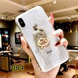 SYCASE Fashion Women Clear Cover For iPhone 6 6S 7 8 Plus X XR Xs Max case Diamond Finger Ring Stand Hold Cute Girl phone case