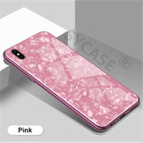 SYCASE Fashion conch glass case For Samsung S8 S8Plus S9 S9Plus Case luxury Tempered Glass Back Cover Bling Shell Soft Frame