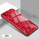 SYCASE Fashion conch glass case For Samsung S8 S8Plus S9 S9Plus Case luxury Tempered Glass Back Cover Bling Shell Soft Frame