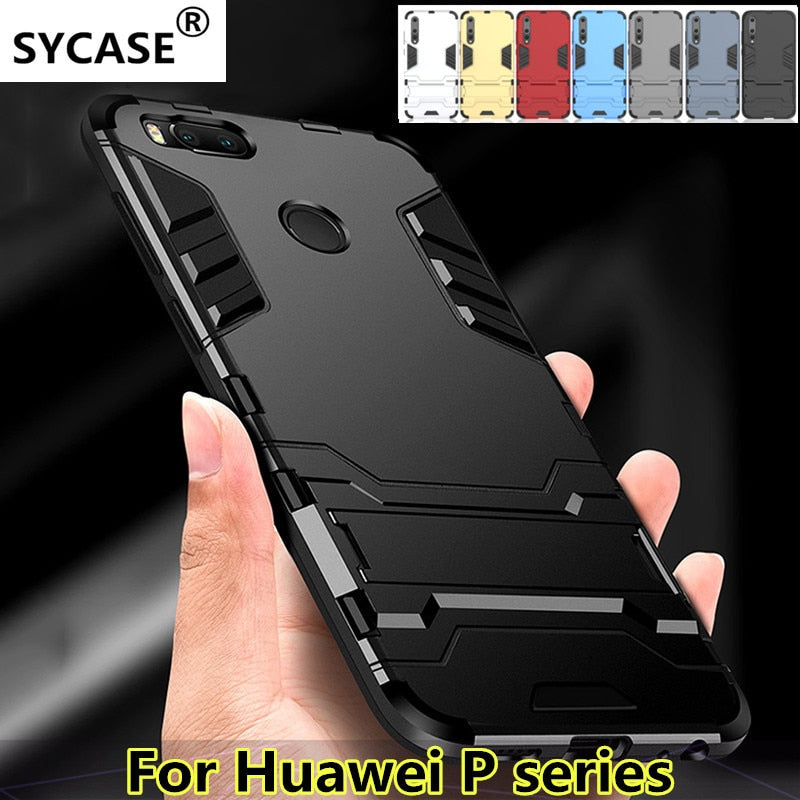 SYCASE Fashion iron man Phone case For Huawei P9 P10 P20 G9 Plus Lite Pro 2017 case Hybrid TPU+PC+Stand shockproof back cover