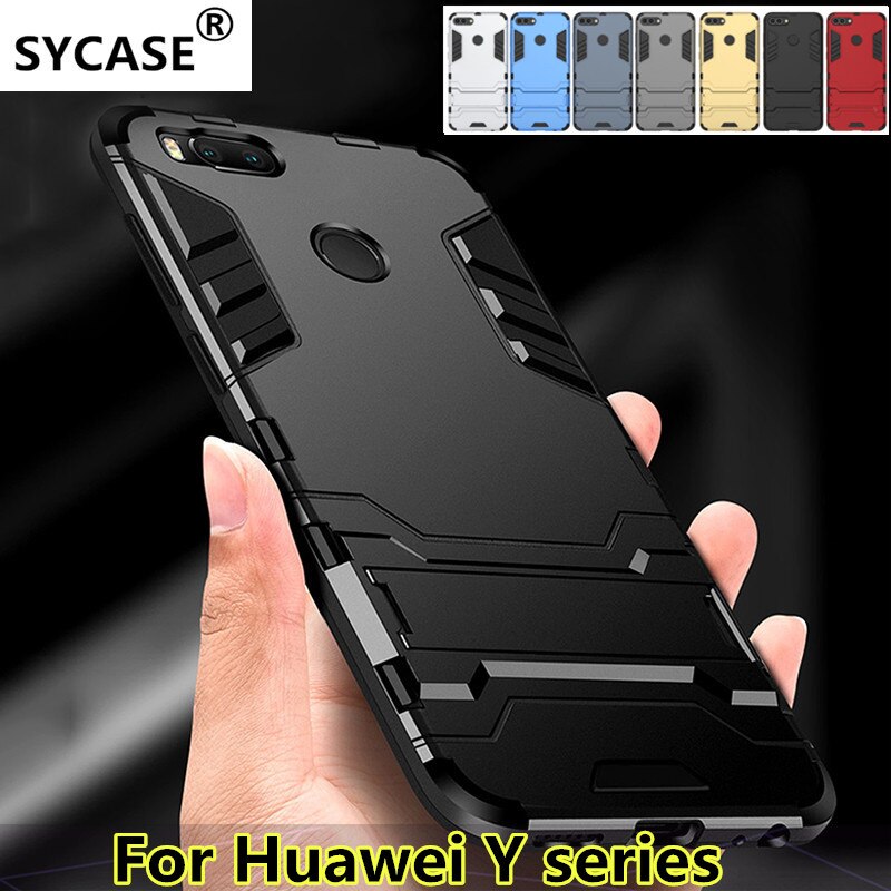 SYCASE Fashion iron man phone case For Huawei Y3 2017 Y5 Y6ii Y7 Y9 2018 case Hybrid TPU+PC+Stand shockproof back cover