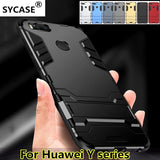 SYCASE Fashion iron man phone case For Huawei Y3 2017 Y5 Y6ii Y7 Y9 2018 case Hybrid TPU+PC+Stand shockproof back cover