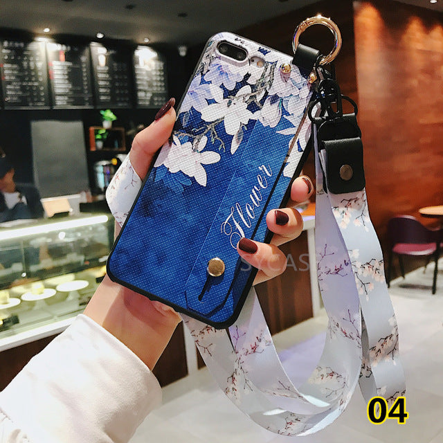 SYCASE Flower Wrist Band Case For OPPO R9 R9S R11 R11S R15 Dream R17 F7 F9 A3 A5 A37 A59 A57 A73 A79 A83case Soft TPU Back Cover