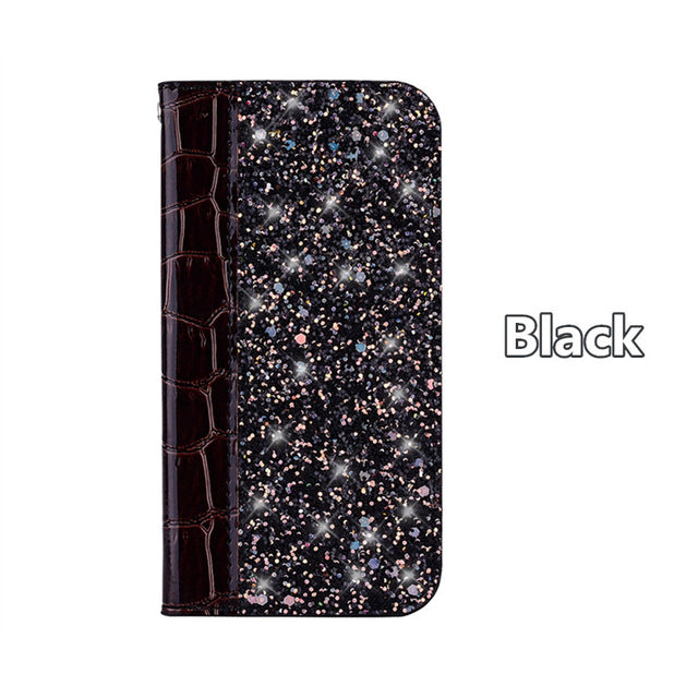 SYCASE For Huawei Mate 10 20 X P20 PRO Lite Honor 9Lite 10 7A 7X Y6 Prime 2018 stitching sequins flash Crocodile leather case