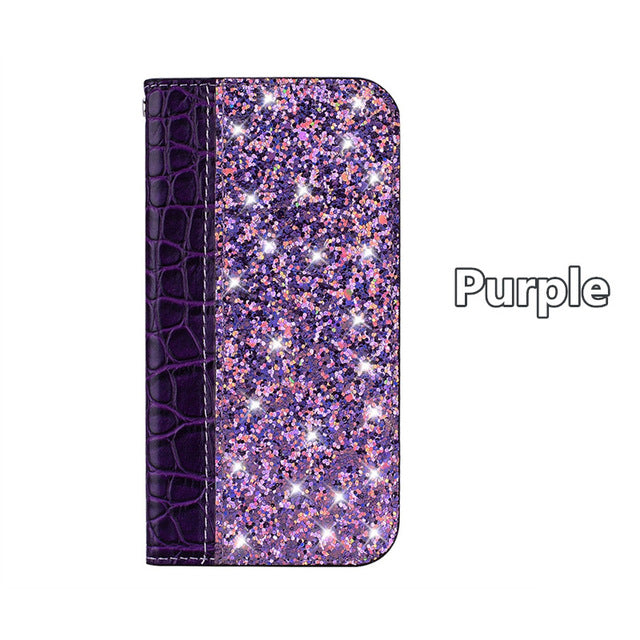 SYCASE For Huawei Mate 10 20 X P20 PRO Lite Honor 9Lite 10 7A 7X Y6 Prime 2018 stitching sequins flash Crocodile leather case