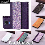 SYCASE For Huawei Mate 10 20 X P20 PRO Lite Honor 9Lite 10 7A 7X Y6 Prime 2018 stitching sequins flash Crocodile leather case