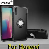 SYCASE For Huawei P9 plus P10 Lite Plus P20 Lite P20pro Hybrid Silicone PC Rugged Armor with Metal Finger Ring Holder phone case