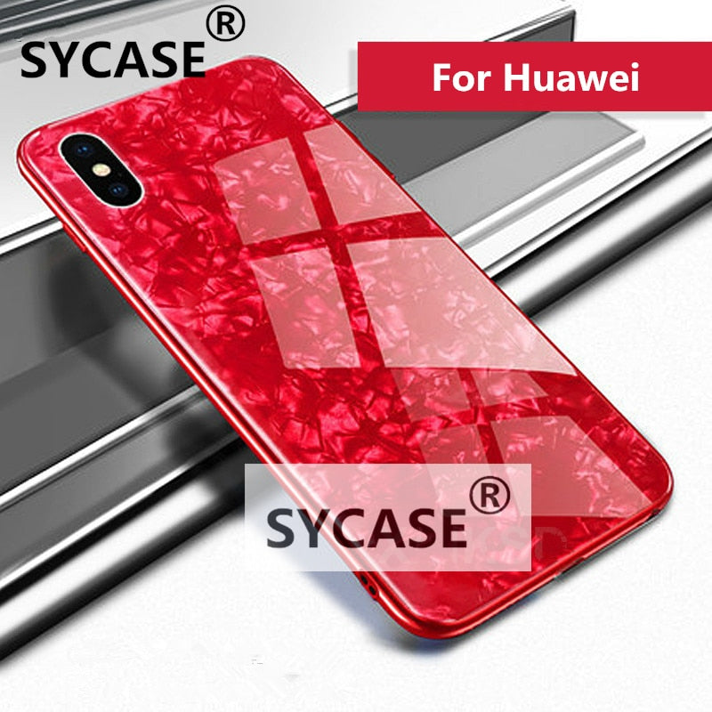 SYCASE For Huawei honor 9 10 V9 V10 9Lite enjoy 7A 7X 7C Case Cover Tempered Glass Back Cover Luxury Bling Shell Soft Frame case