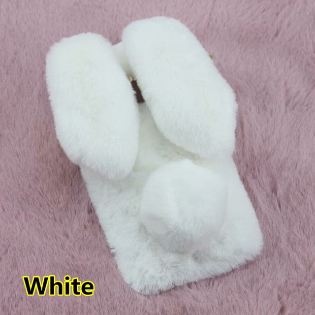 SYCASE For LG K5 K8 K11 V10 V30 G5 G6 G7 Q6 Winter Cute Rabbit Furry phone case All Inclusive Drop Protection Cover Case