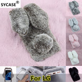 SYCASE For LG K5 K8 K11 V10 V30 G5 G6 G7 Q6 Winter Cute Rabbit Furry phone case All Inclusive Drop Protection Cover Case