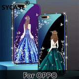 SYCASE For OPPO A37 A57 A59 A79 A83 R11 R11S R9 R9S Blue-ray tempered glass shell case Diamond Fall All-inclusive Phone Case