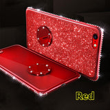 SYCASE For OPPO R9 R9S R11 R11S Plus Glitter Powder TPU Case Bling Diamond Magnetic Car Bracket Finger Ring Kickstand Case