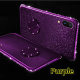 SYCASE For OPPO R9 R9S R11 R11S Plus Glitter Powder TPU Case Bling Diamond Magnetic Car Bracket Finger Ring Kickstand Case