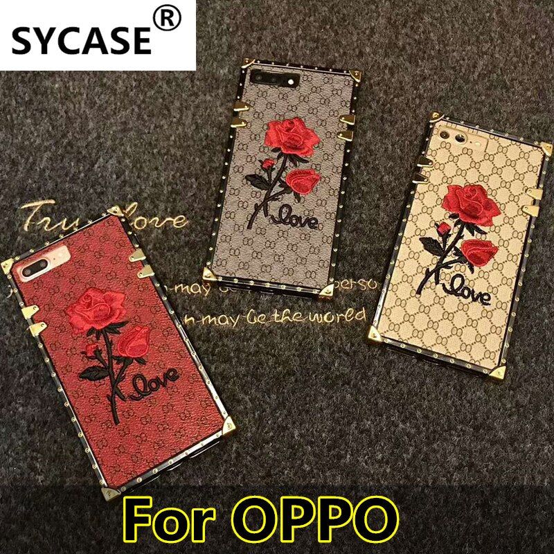 SYCASE For OPPO R9 R9S R11 R11S Plus R15 Dream R17 PRO A3 A5 A73 A79 A75 A83 A39 A57 A59 F7 F9 A7X case Square Rose phone case
