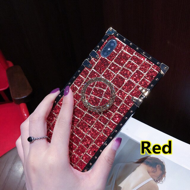 SYCASE For Redmi K20 New Fashion Tide Square Case For Redmi 7 Note7 Case Bing grid with Ring back cover For xiaomi 9