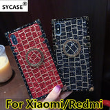 SYCASE For Redmi K20 New Fashion Tide Square Case For Redmi 7 Note7 Case Bing grid with Ring back cover For xiaomi 9