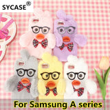 SYCASE For Samsung A3 A5 A7 2017 A8Plus 2018 winter plush eyes duck phone case cute cartoon All Inclusive Drop protection cover