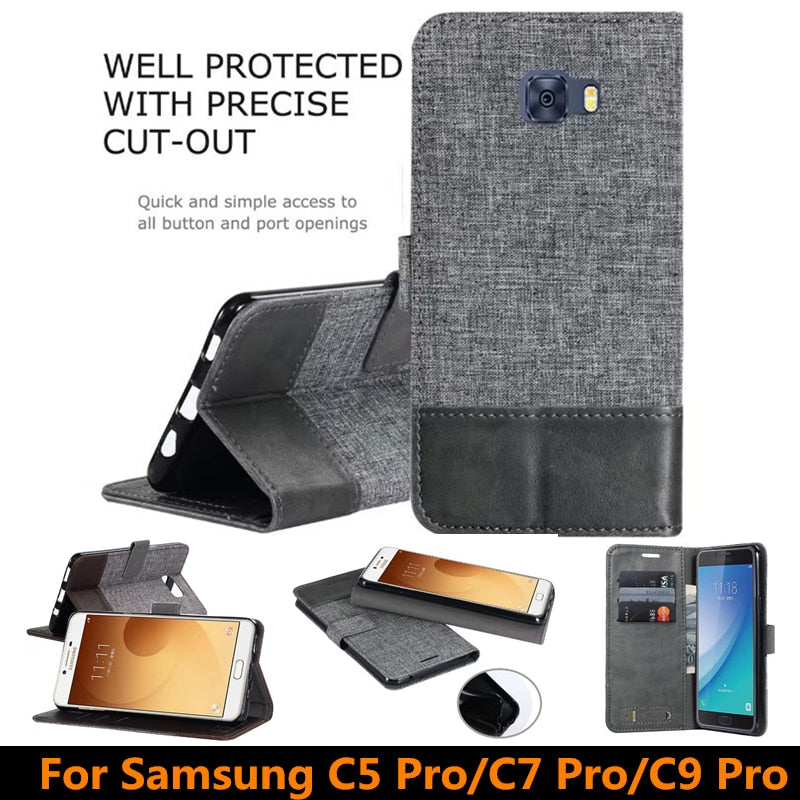 SYCASE For Samsung C5 Pro c7 C9 pro Luxury Wallet PU Flip Leather Cell Phone Cover Case Funda Shell Back Cover with Card Holder