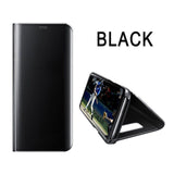SYCASE For Samsung Galaxy S7 S6 Edge S8 S9 Plus Luxury Flip Cover Leather Smart Chip Case Clear View Standing Mirror Case