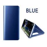 SYCASE For Samsung Galaxy S7 S6 Edge S8 S9 Plus Luxury Flip Cover Leather Smart Chip Case Clear View Standing Mirror Case