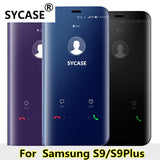 SYCASE For Samsung Galaxy S9 S9Plus case Luxury Mirror Clear View Smart Case Intelligent Sleep Protective Flip Case
