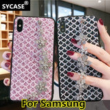 SYCASE For Samsung J2 J5 J7 Prime J4 J6 J8 A5 A9 2018 A6 A8 Plus A10 A20 A30 A40 A50 A60 A70 A80 A90 with Camellia Bracelet case